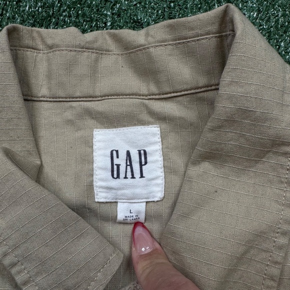 Vintage Y2K Gap Ripstop Shirt Jacket Men's Size L Brown Lightweight Army-Style - Picture 7 of 7